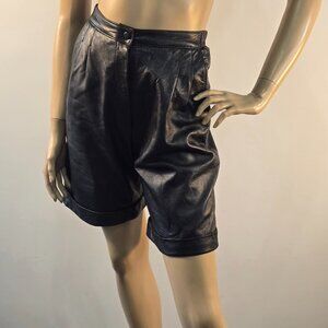 Genuine Leather Black Biker Shorts Leathercraft Process Vintage Womens Sz XS / S